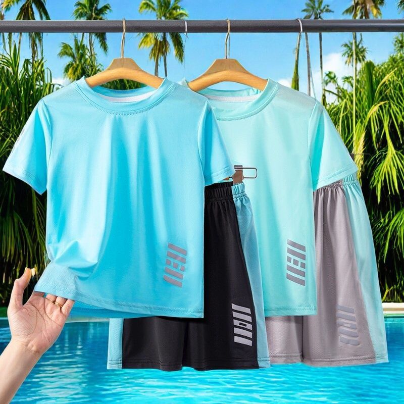 Picture of Children's Clothing Children's Quick-drying Clothes Summer Boys' Short-sleeved Base Shirt T-shirt Primary School Students' Performance Basketball Clothes Summer Clothes
