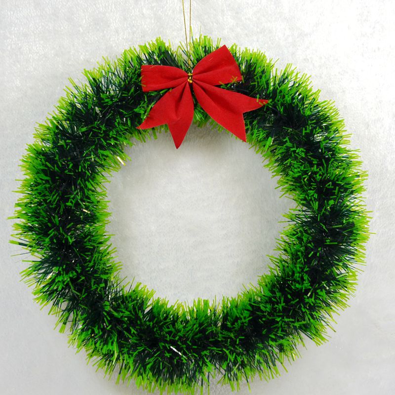 Picture of New Christmas Wreath Door Ring Top Strips Decorative Garland 30cm Green Edge White Edge Bow Encrypted Garland