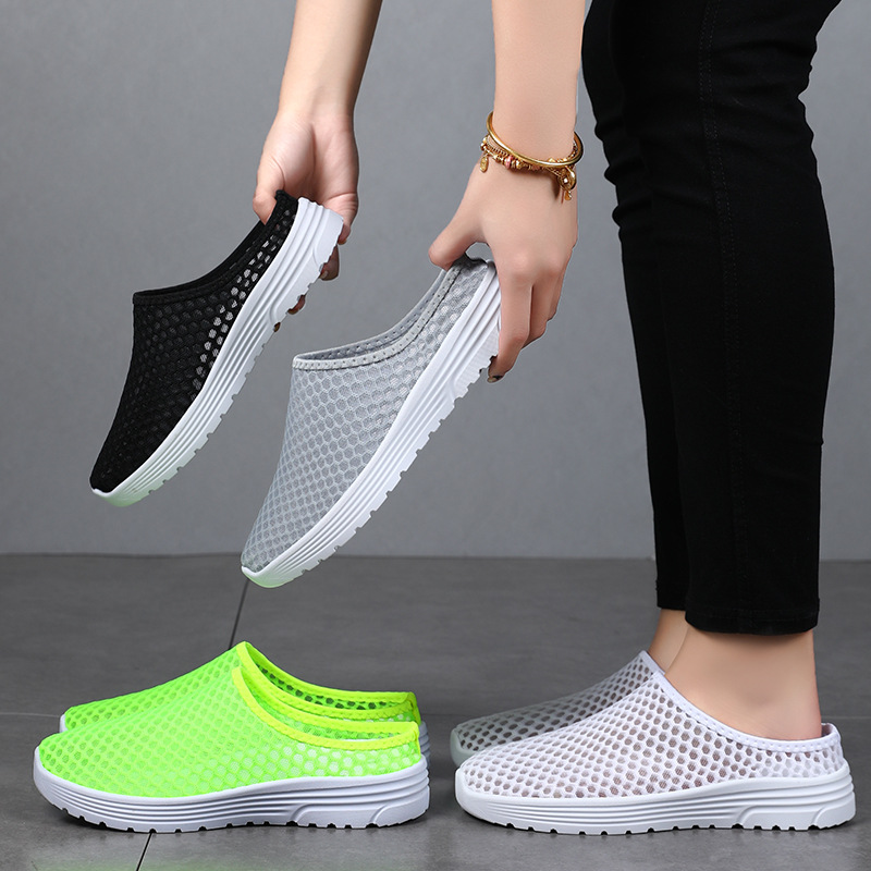 Picture of Women's Shoes Summer Cross-Border Large Size Half-Flop Hollow Breathable Mesh Shoes Slip-On Outer Slippers Versatile Single Shoes Wholesale
