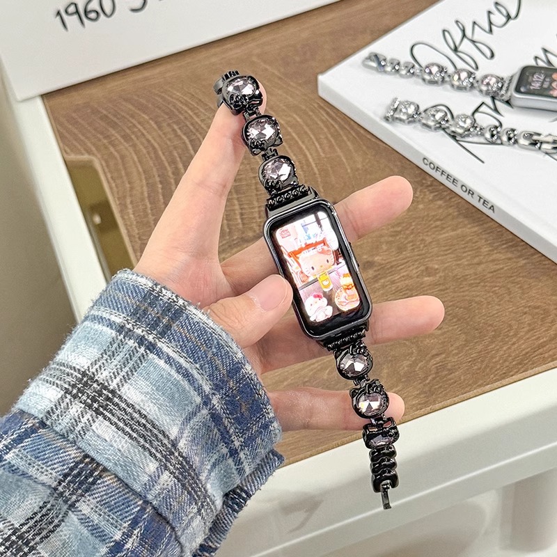 For Huawei Bracelet 9/8 Strap Metal KT Cat Chain Smart Sports Glory Bracelet 9 Wrist Strap for Girls