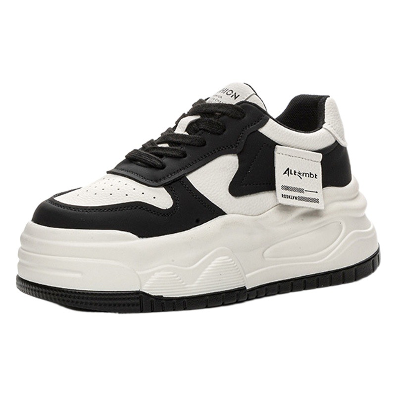 2025 New Autum Women's Shoes with Inner Height Increase 7cm Platform Sole Small Sports Shoes Lace-Up White Shoes Women's Thick Soles