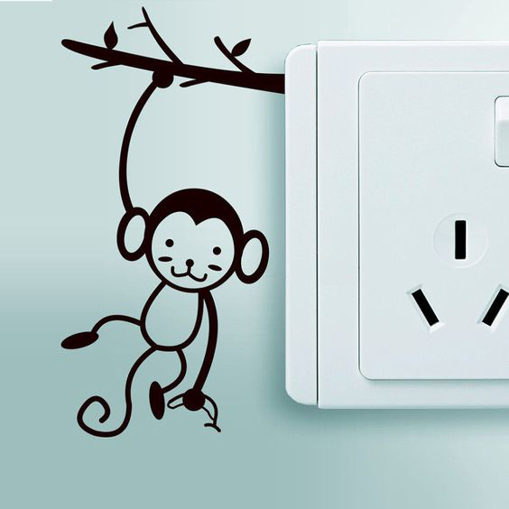 D090 Branch Monkey Switch Stickers Home Background Decorative Wall Stickers Removable Stickers