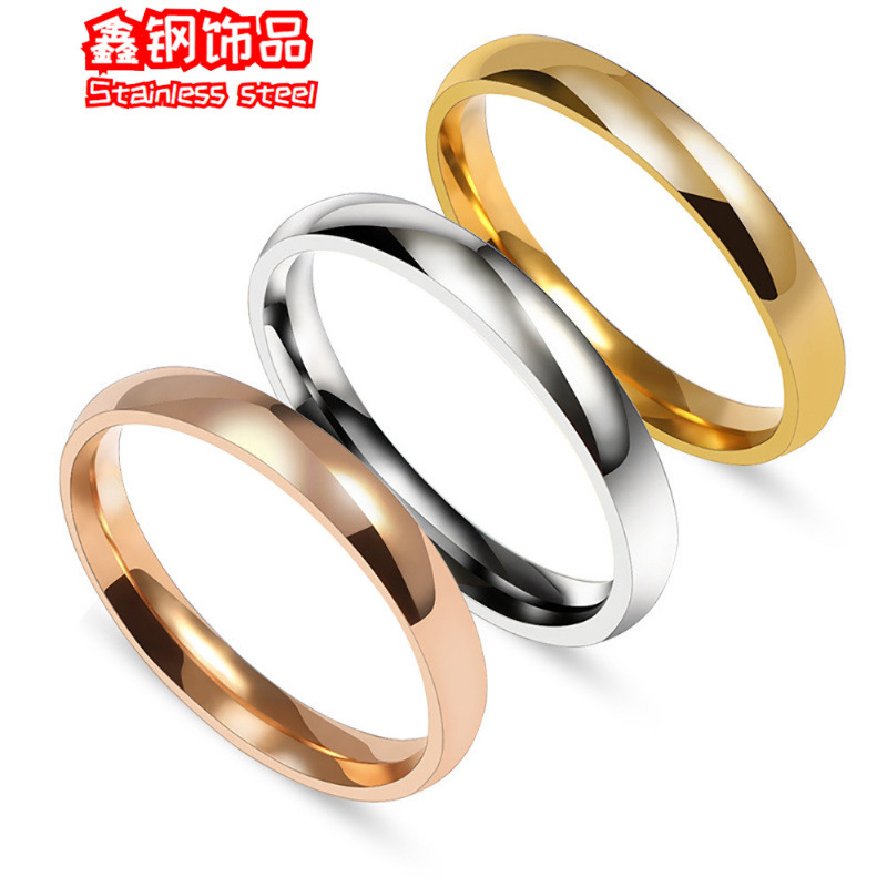 Europe and the United States simple 3mm spherical stainless steel smooth ring cross-border titanium steel couple ring does not fade jewelry wholesale