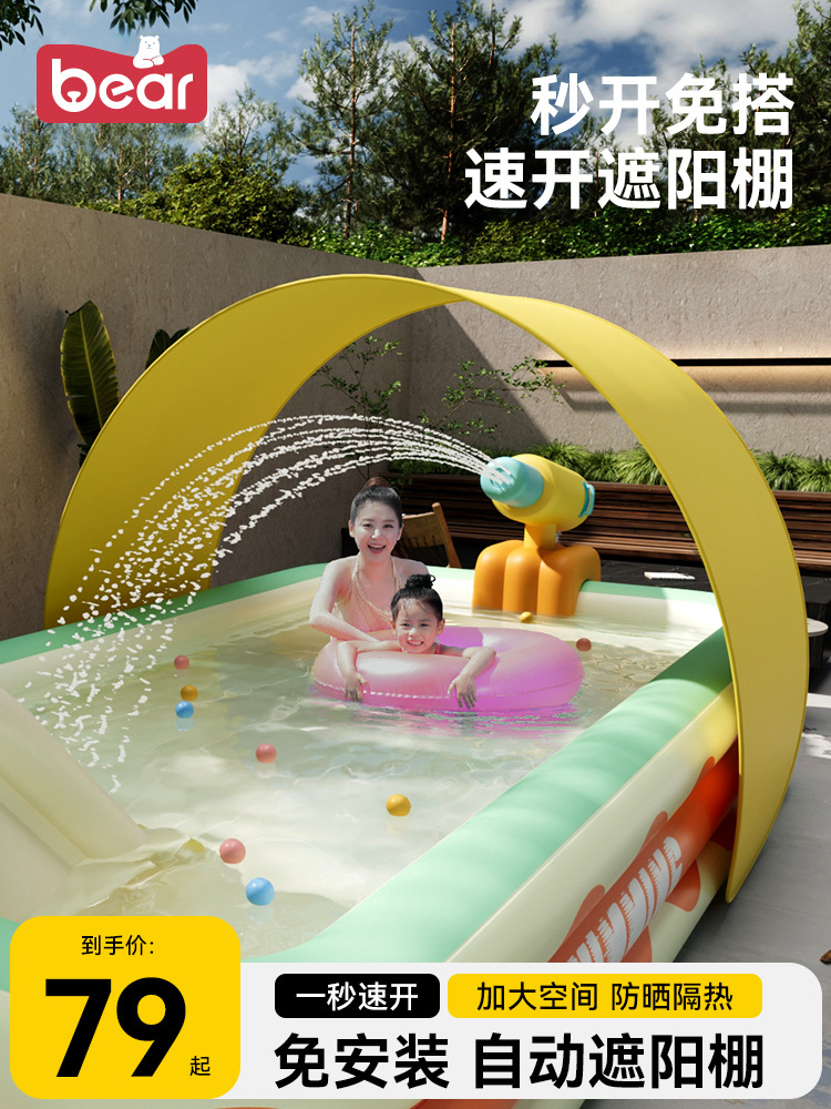 Automatic Quick Opening Awning Awning Sunscreen Children's Inflatable Swimming Pool Household Outdoor Large Pool Foldable