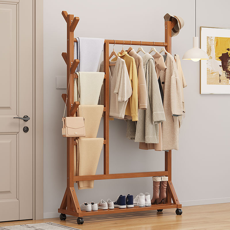 Hanging hanger floor-to-ceiling bedroom creative coat rack thickened household space-saving Nordic super cost-effective single-pole drying rack