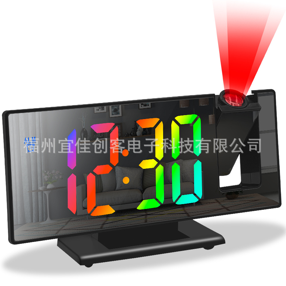 Picture of Projection Alarm Clock 2023 New Mirror Color Screen Display Snooze Clock Multifunctional Smart Electronic Clock Digital Desk Clock