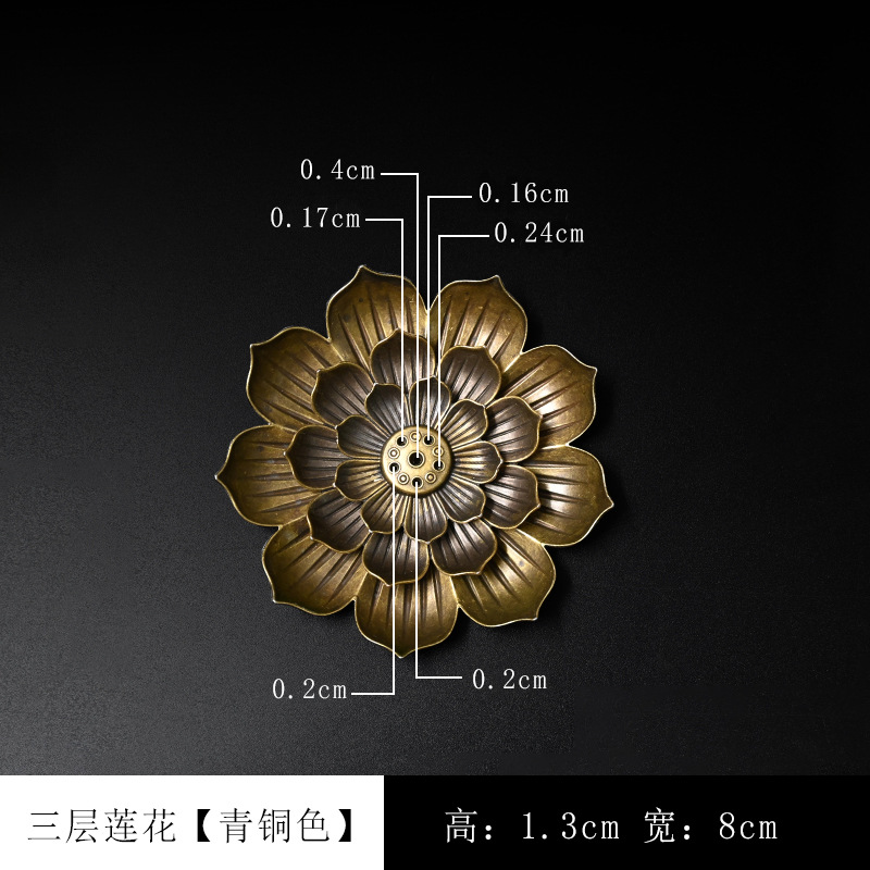 Picture of Alloy porous lotus incense holder Zen thread incense holder household tea set accessories sandalwood burner incense tray