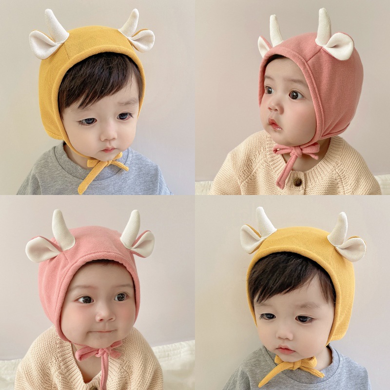 Picture of Baby Hat Spring and Autumn Baby Cute Super Cute Autumn and Winter Baby Ear Protection Newborn Female Baby Fetal Hat Boy