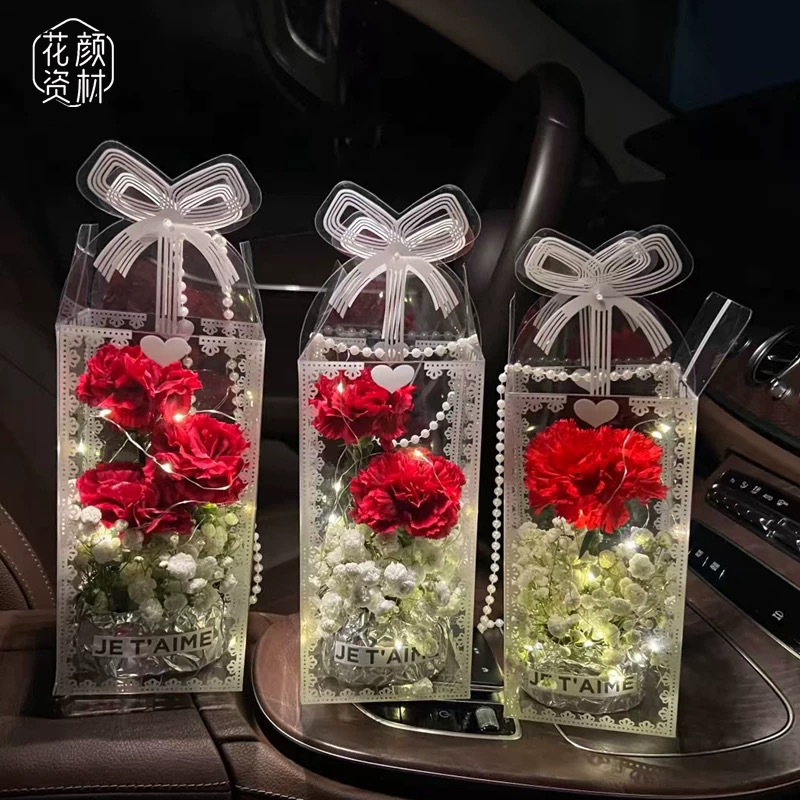 Huayan Materials 520 Transparent Printed Pvc Gift Box Flowers Souvenir Wedding Candy Gift Cake Packaging Box