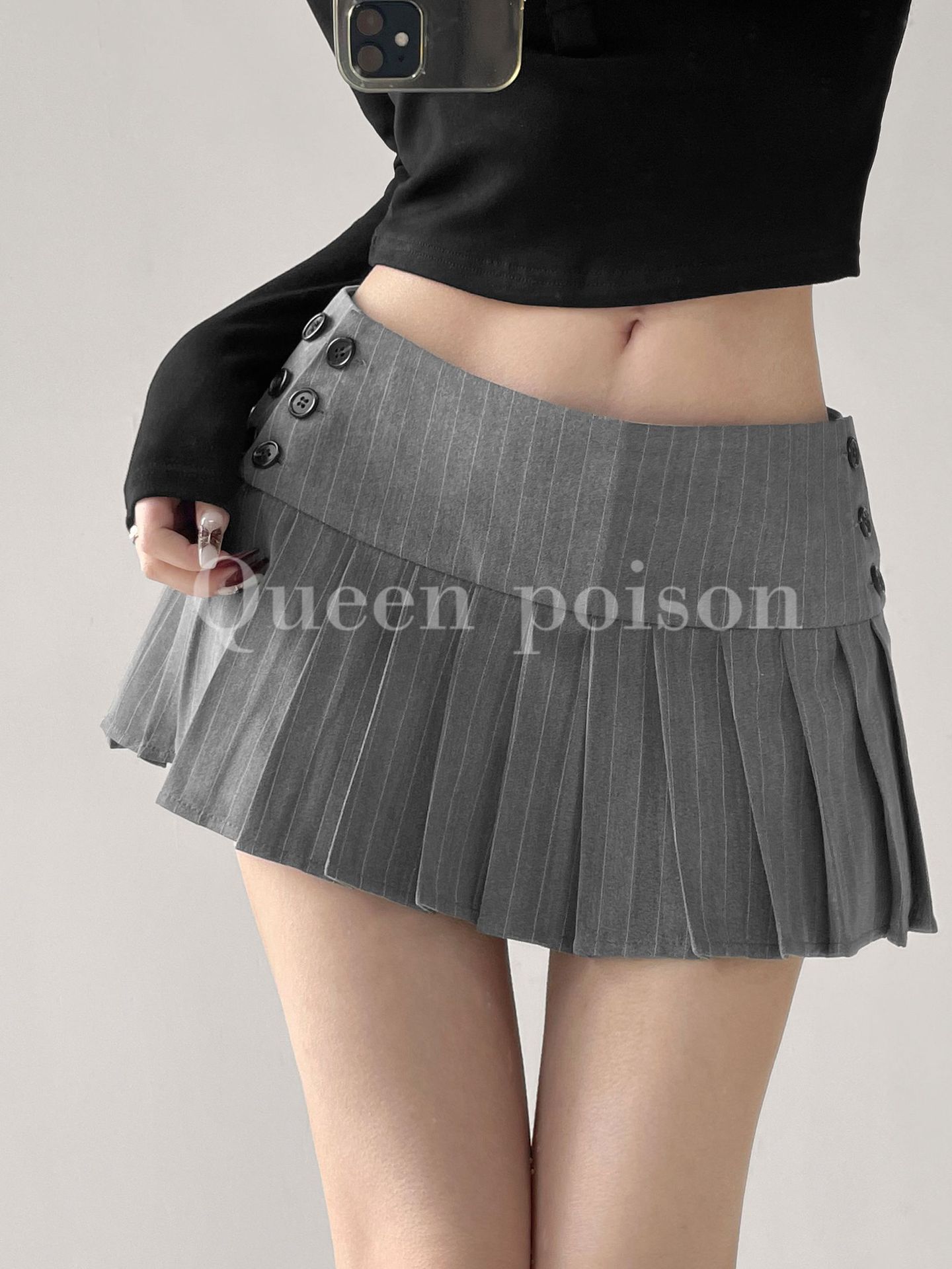College Style Pleated Striped Pleated Skirt Women's 2025 New Slimming All-match High-grade Anti-glare Spice Girl Half-length Skirt