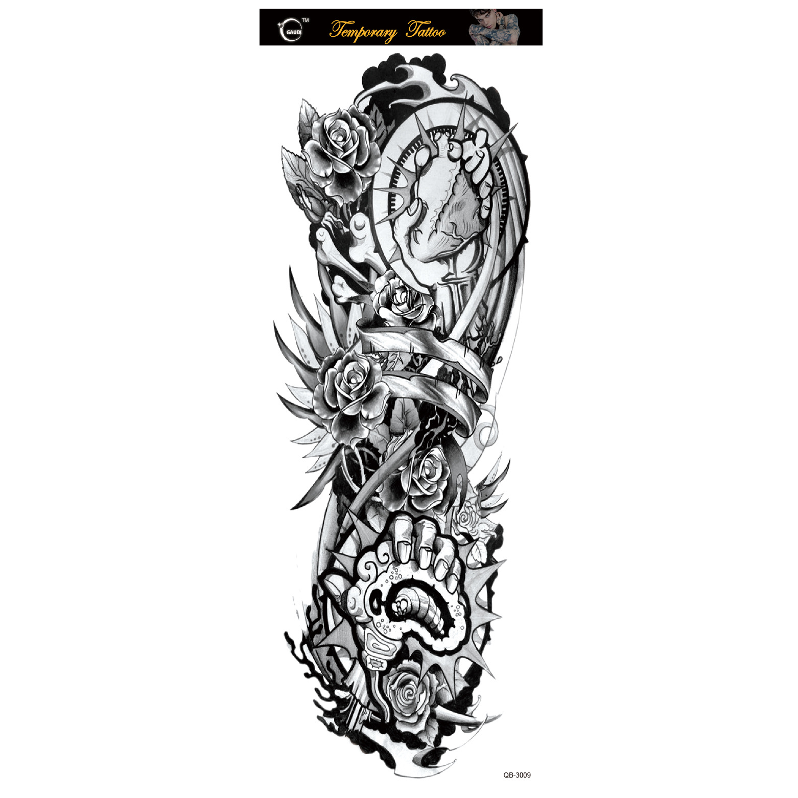 Picture of Large Flower Arm Tattoo Sticker Full Arm Waterproof Tattoo Temporary 400 Optional Full Arm Tattoo Sticker