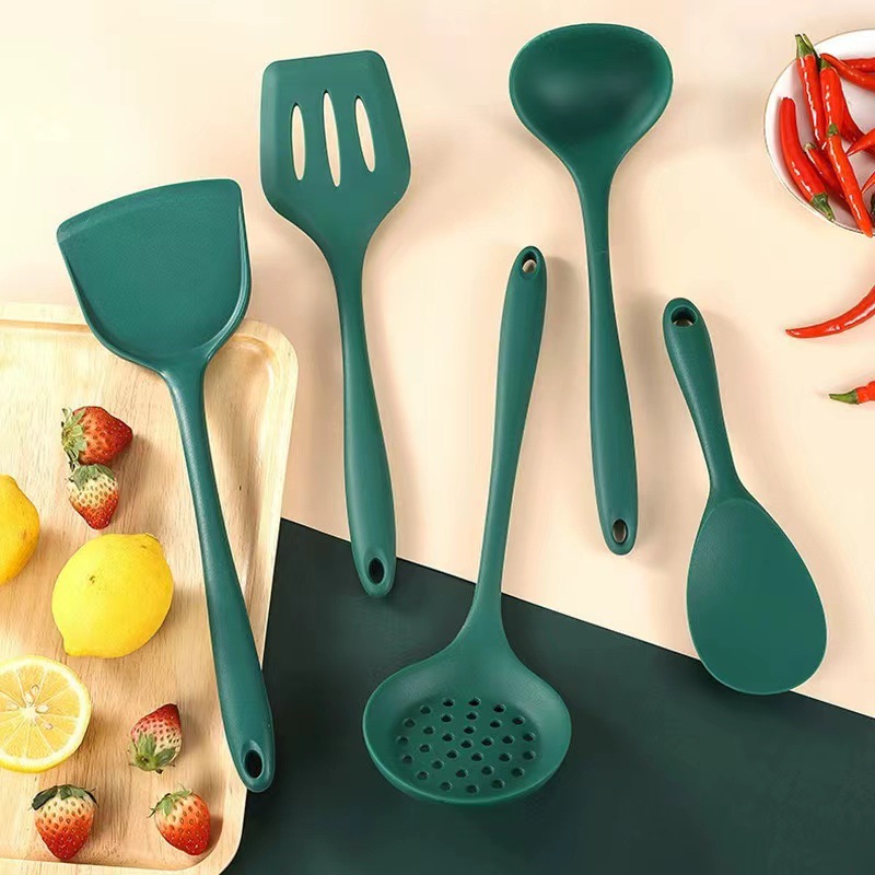 Picture of Wholesale household non-stick pan silicone chinese shovel high temperature resistant shovel spoon suit colander soup spoon suit kitchenware five-piece set