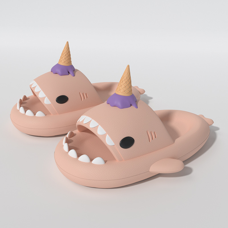 Picture of New Style Lantern Fish Shark Slippers Female Couple Indoor and Outdoor Thick Slippers Female Slip-on Feeling Soft Sole Home Sandals for Men
