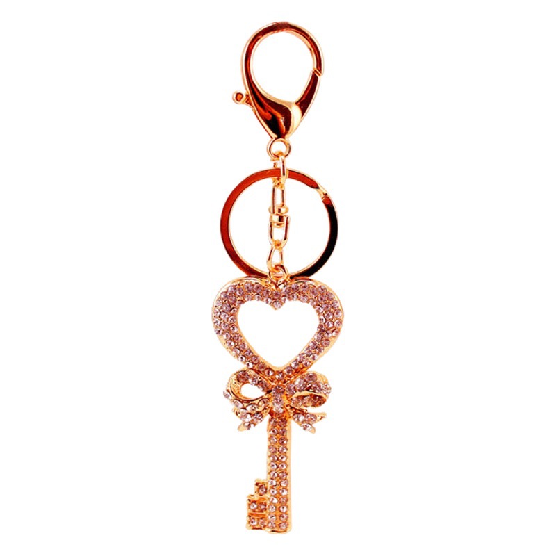 Creative rhinestone key shape car keychain women's bag accessories key chain metal pendant gift wholesale 196