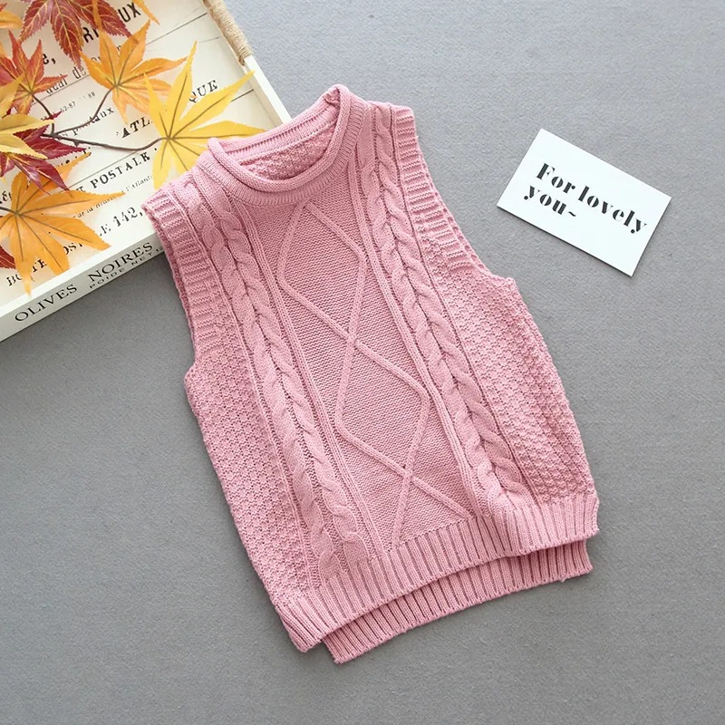 Picture of Girls Fashion College Style Pullover Knitted Vest Girls Spring and Autumn New All-match Casual Knitted Sweater