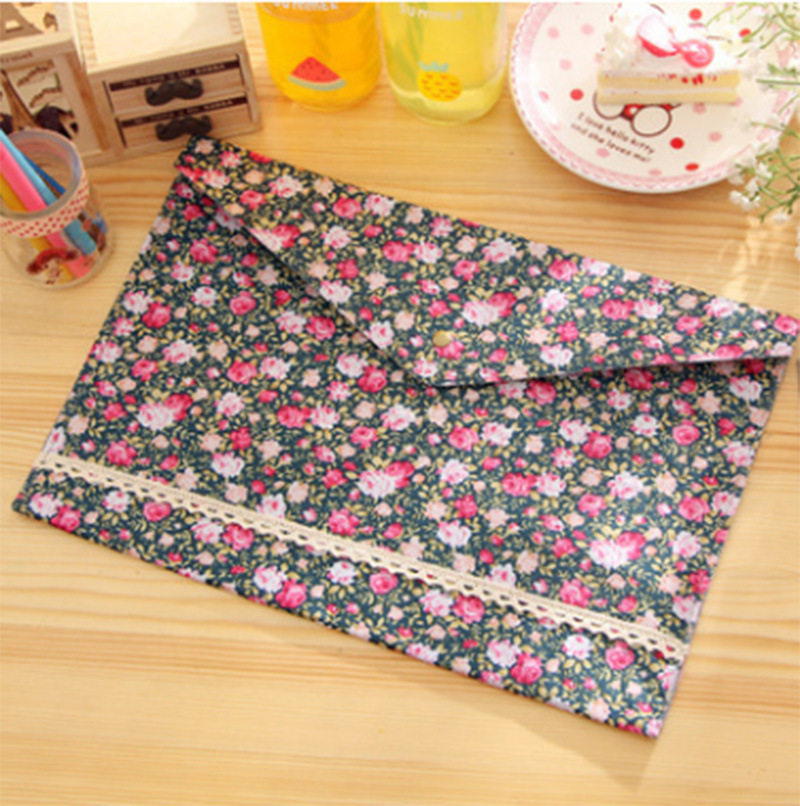 Picture of Elegant File Bag Floral A4 File Bag Felt File Bag A4 Snap Folder Elegant Pencil Bag