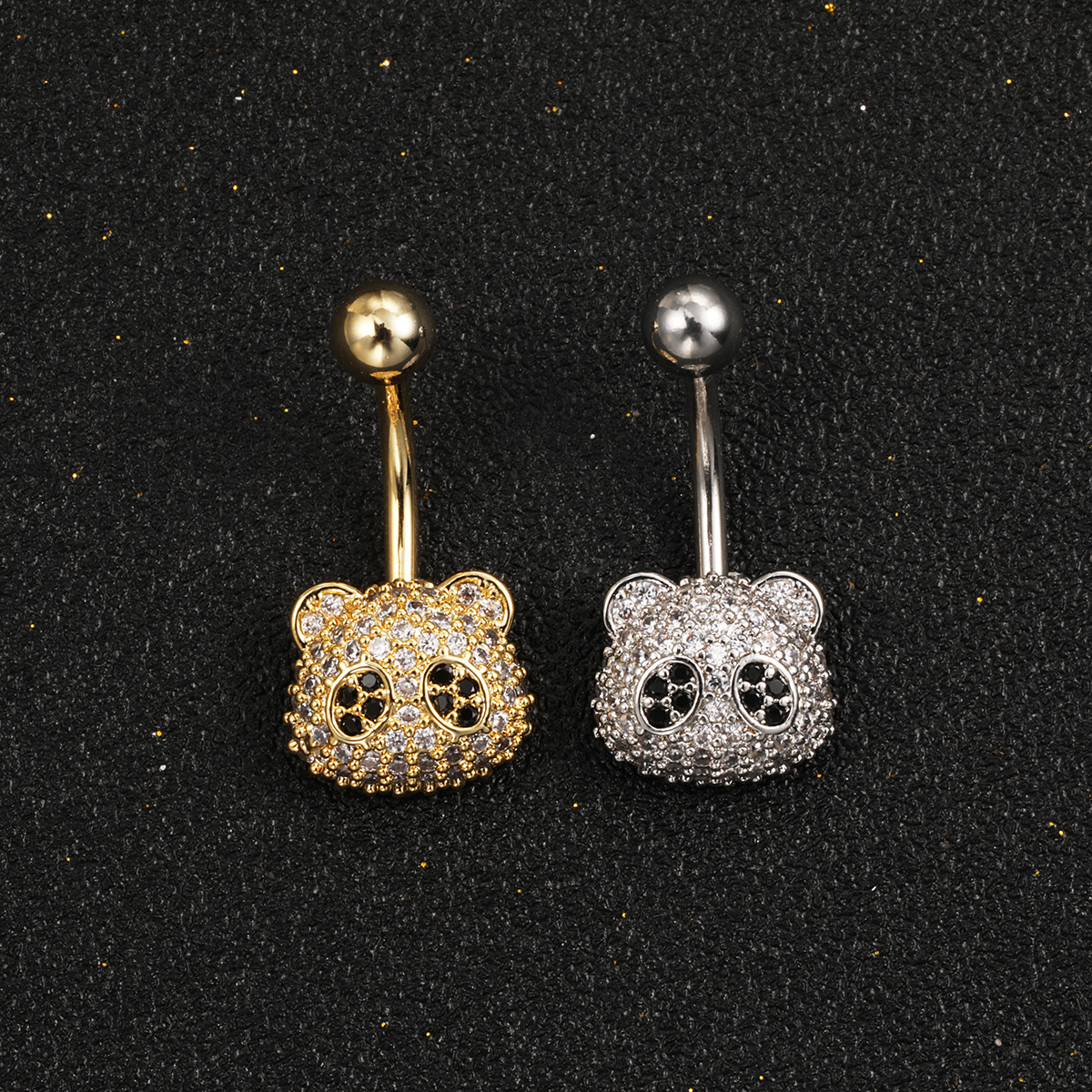Cross-border Hot Sale Body Puncture Jewelry Panda Diamond Navel Ring Fashion Personalized Navel Nail Bear Navel Buckle