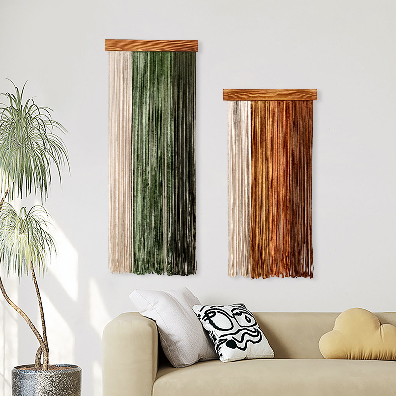 Picture of Cross-Border Tassel Woven Tapestry Bohemian Home Decoration B&B Wall Hanging Wooden Board Ins Style