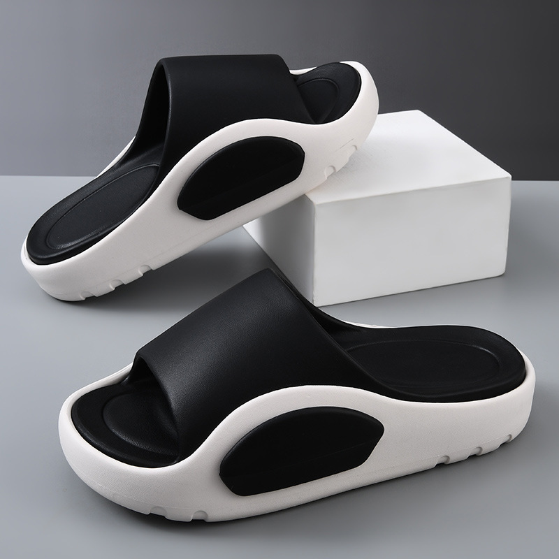 Men's Summer Non-slip Thick Bottom Height-increasing Slippers EVA Wear-resistant Outer Wear Non-stinky Foot Breathable Beach Sandals and Slippers