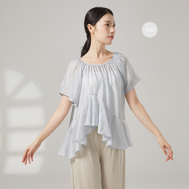 Picture of Classical Dance New Blouse Short-Sleeved Gauze Chinese Dance Modern Dance Practice Dance Clothing Tops for Women
