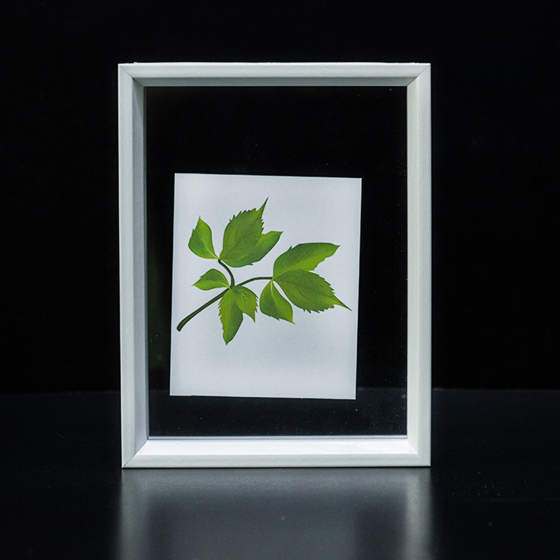 Picture of Leaf Photo Frame, Double-Sided Photo Frame with the Character for Happiness, Wedding Decoration, Leaf Carving Photo Frame, Chinese-Style Display Stand, Wedding Room Decoration, Double-Sided Photo Frame