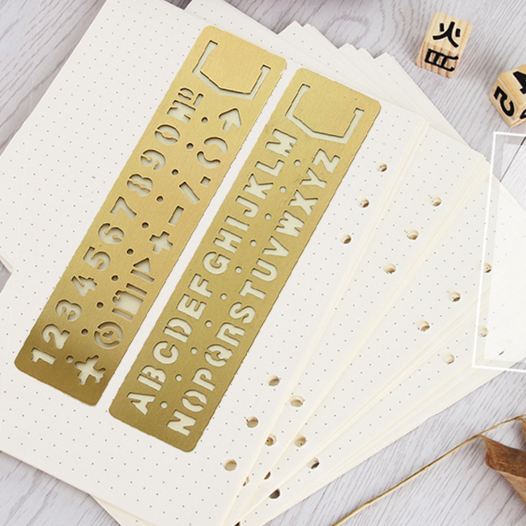 Picture of Metal Bookmark Measuring Drawing Ruler Primary School Students Hollow Bookmark Multifunctional Alphanumeric Template Ruler