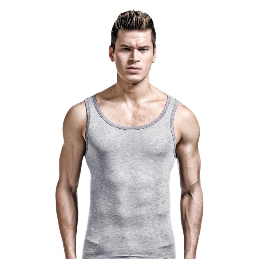 Men's Vest Summer Trendy Slim-Fit I-Character Sports Fitness Vest Men's Inner Wear Base White Sweatshirt Men's Tight