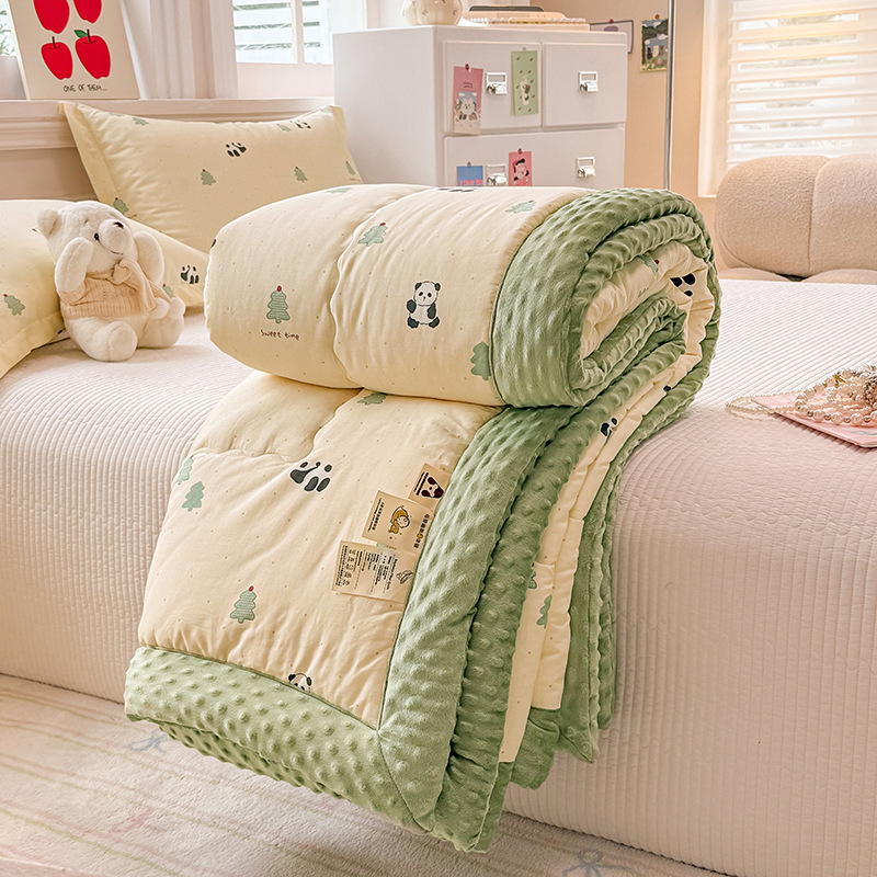 Picture of Class A cotton pea quilt household skin-friendly single double spring and autumn quilt thickened warm winter quilt thin air conditioning quilt wholesale