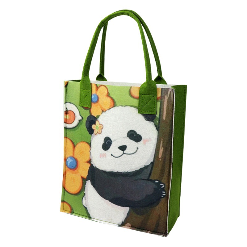 Online celebrity postal flower panda bag felt handbag customized advertising gift cartoon felt shoulder tote bag