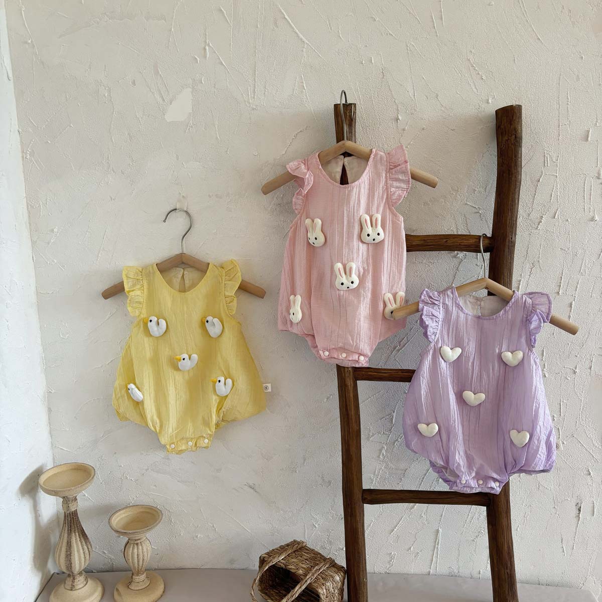 Baby Summer Thin Super Cute Three-Dimensional Cartoon Fart All-in-One Suit Baby Girl Cute Hundred Days Princess Climbing Suit