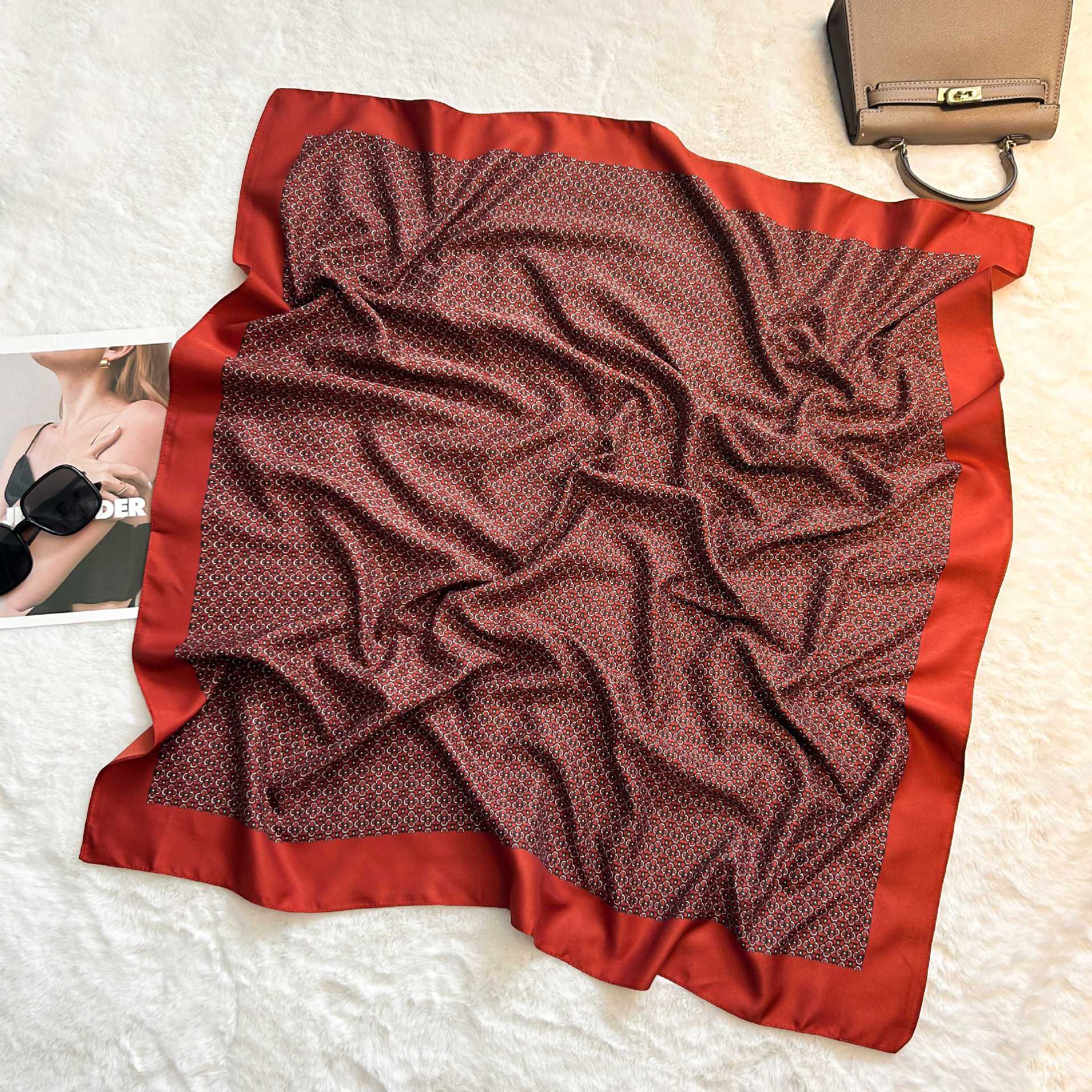 Picture of New 90cm Large Square Silk Elegant High-grade Decorative Shawl Women's Silk Scarf Fashion All-match Professional Scarf