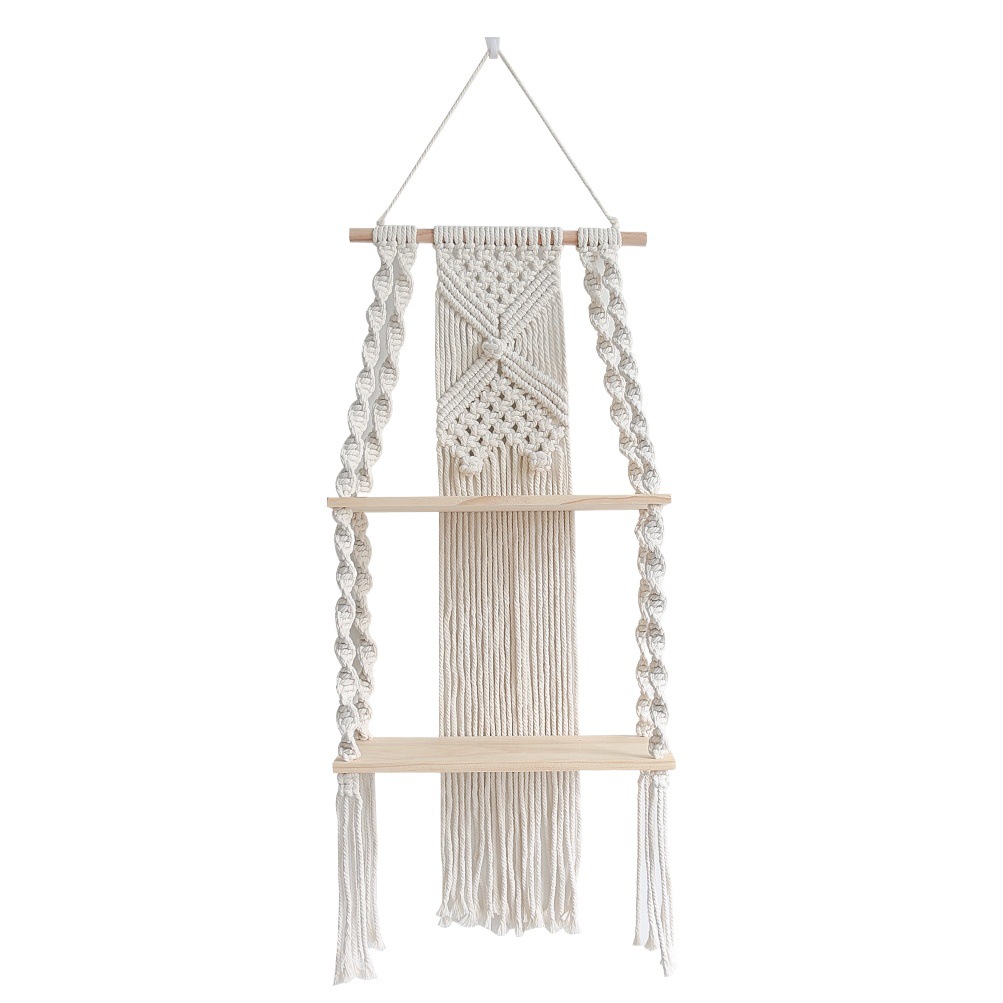 Bohemian Style Hand-woven Storage Rack Tapestry Book Potted Plant Storage Rack Homestay Living Room Wall-hanging Storage