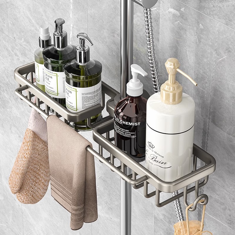 Factory Supply Bathroom Non-perforated Multi-layer Storage Rack Bathroom Rack Bathroom Space Aluminum Shower Rack