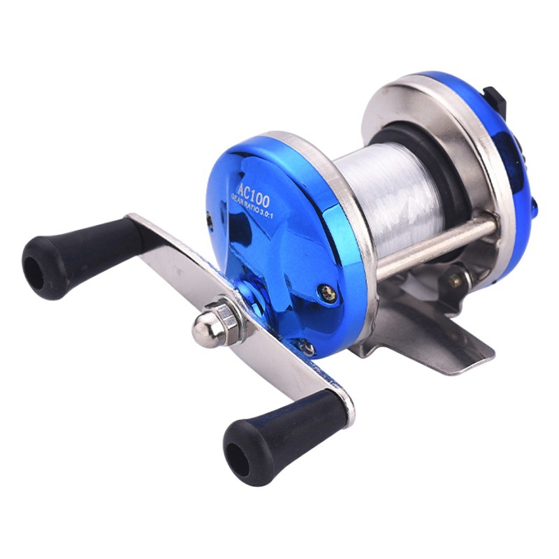 Comailong mini ice fishing wheel winter fishing small drum wheel double rocker arm metal body with line wheel raft fishing wheel fishing wheel