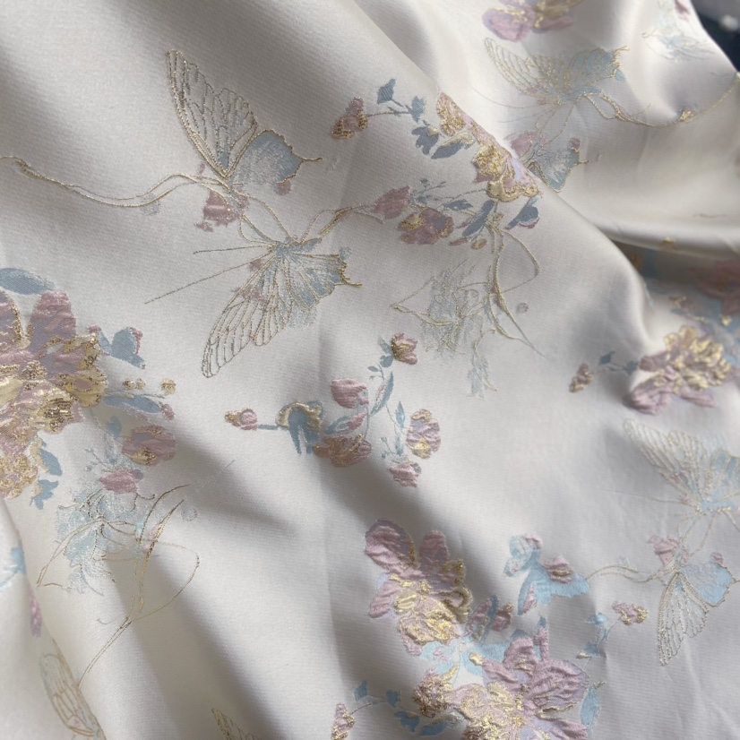 New Special Butterfly Jacquard Brocade Embossed Fabric Chinese Style Soft Brocade Dress Bridesmaid Dress Fabric