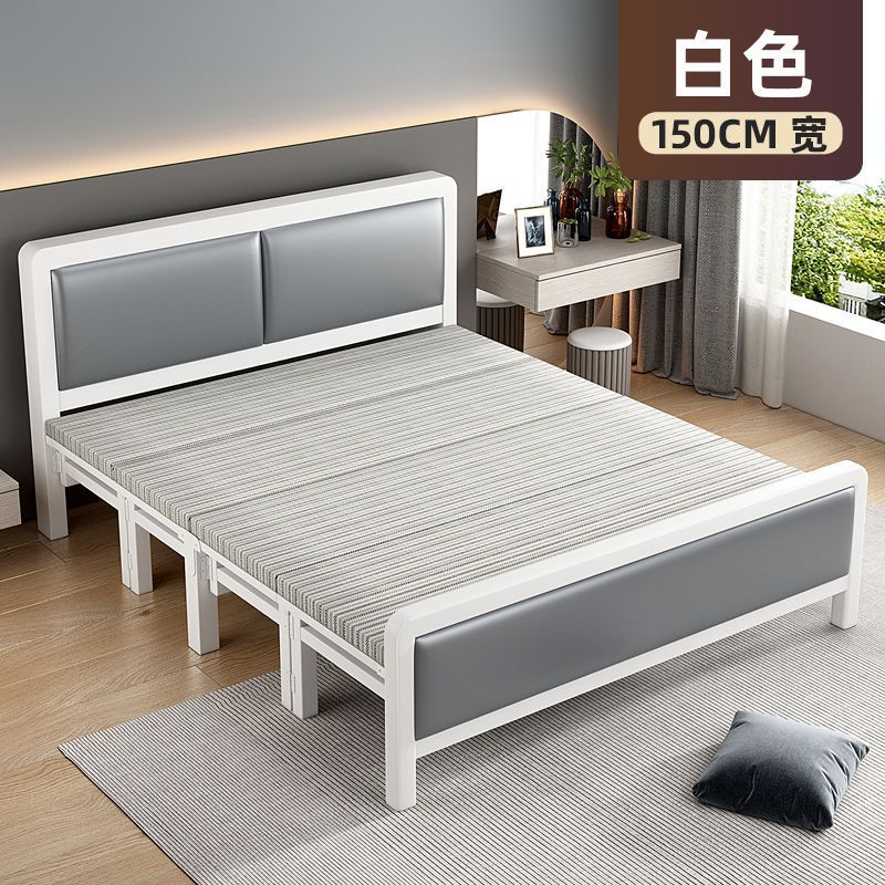 Picture of Home folding bed, double bed, rental house, simple bed, office lunch break bed, dormitory hard board bed, wrought iron bed