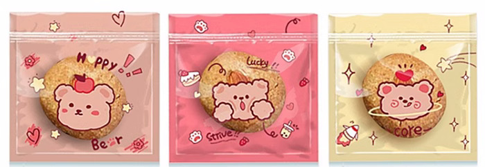 Picture of Little rabbit bear cute cartoon cookie bag snack food packaging bag nougat bag self-sealing zipper bag 50