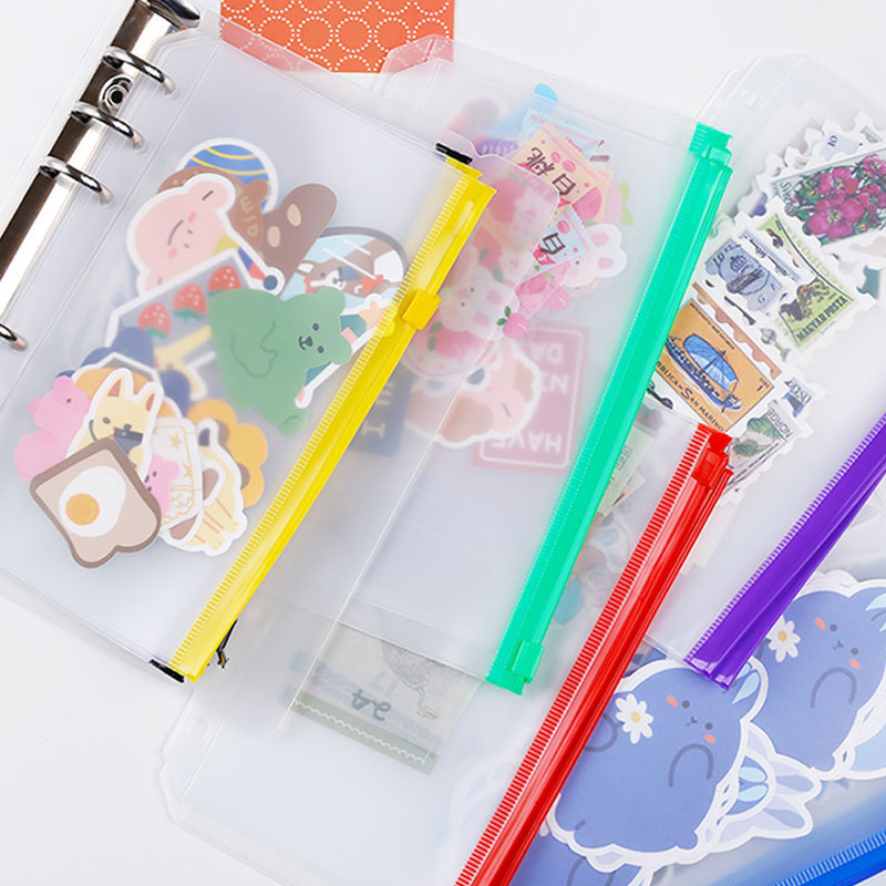Picture of A5A6A7B5A4 book 6-hole loose-leaf notebook zipper bag bill Hand Book PVC storage bag clip chain pencil case
