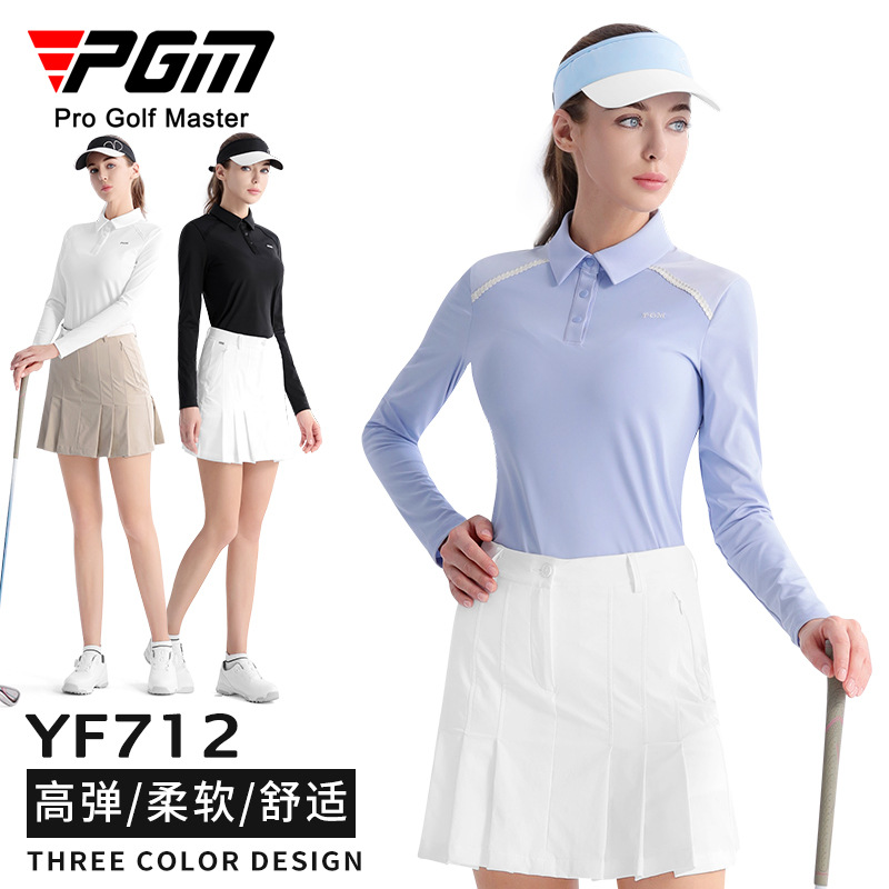 Picture of PGM Golf Clothing Women's Summer Long Sleeve T-Shirt POLO Shirt High Elastic Top Slim Breathable Comfortable Sportswear