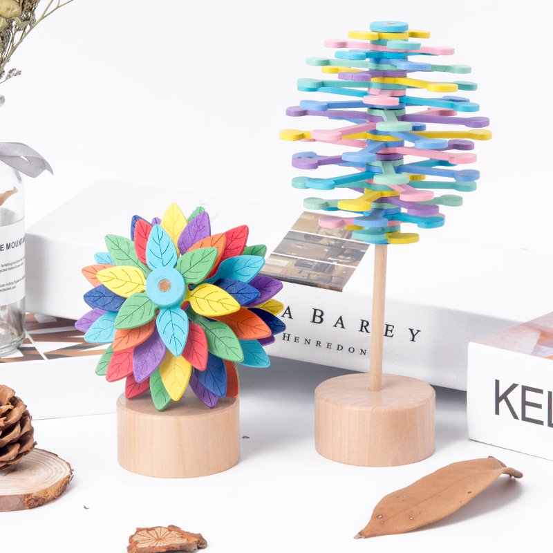 Wooden New Strange lollipopter Fisher Rotary Dance Stick Creative Ornaments Decompression Artifact Rotary Lollipop