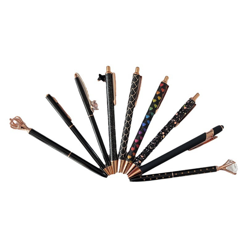 Cross-border new crystal diamond ballpoint pen suit 9 sets of ballpoint pen rotating advertising gift pen