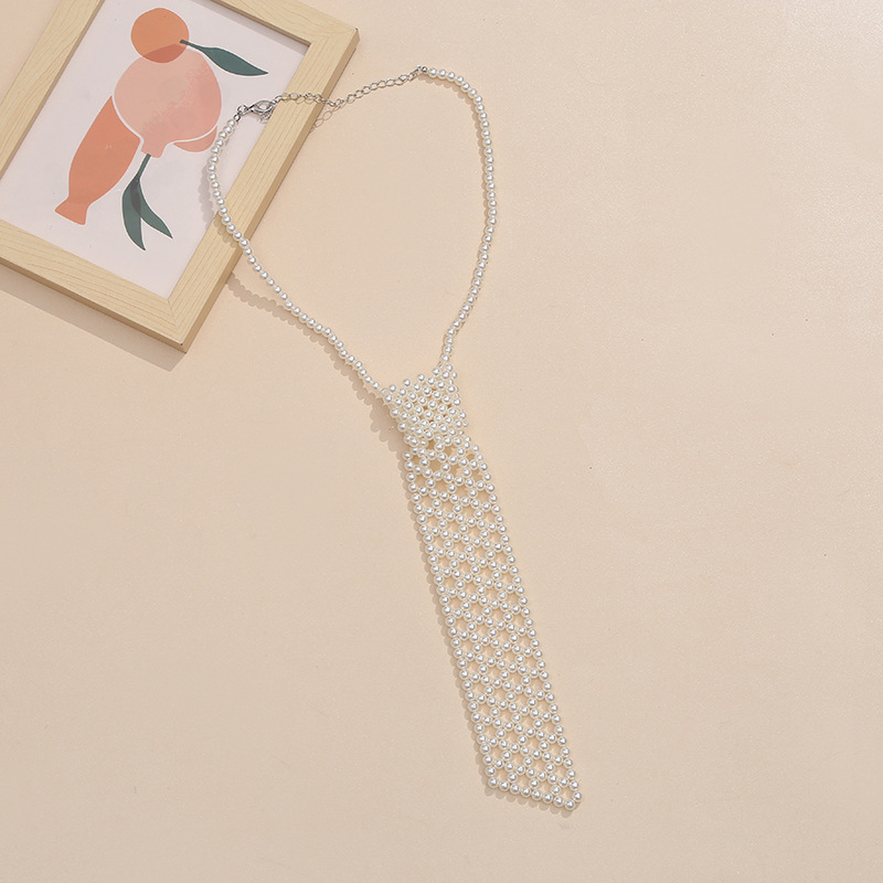 Picture of French style design tie with JK shirt suit short accessories elegant temperament INS style pearl tie