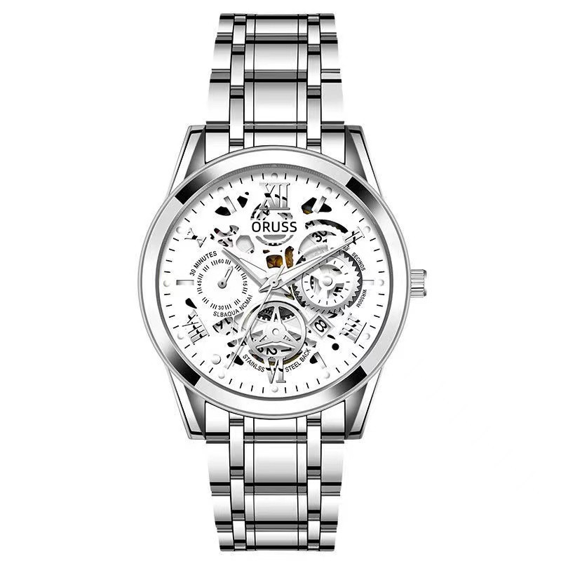 Picture of Official Movement Watch Swiss Brand Men's Watch Waterproof Men's Watch Luminous Watch Hollow-out Diamond Set Watch Calendar Fashion Watch