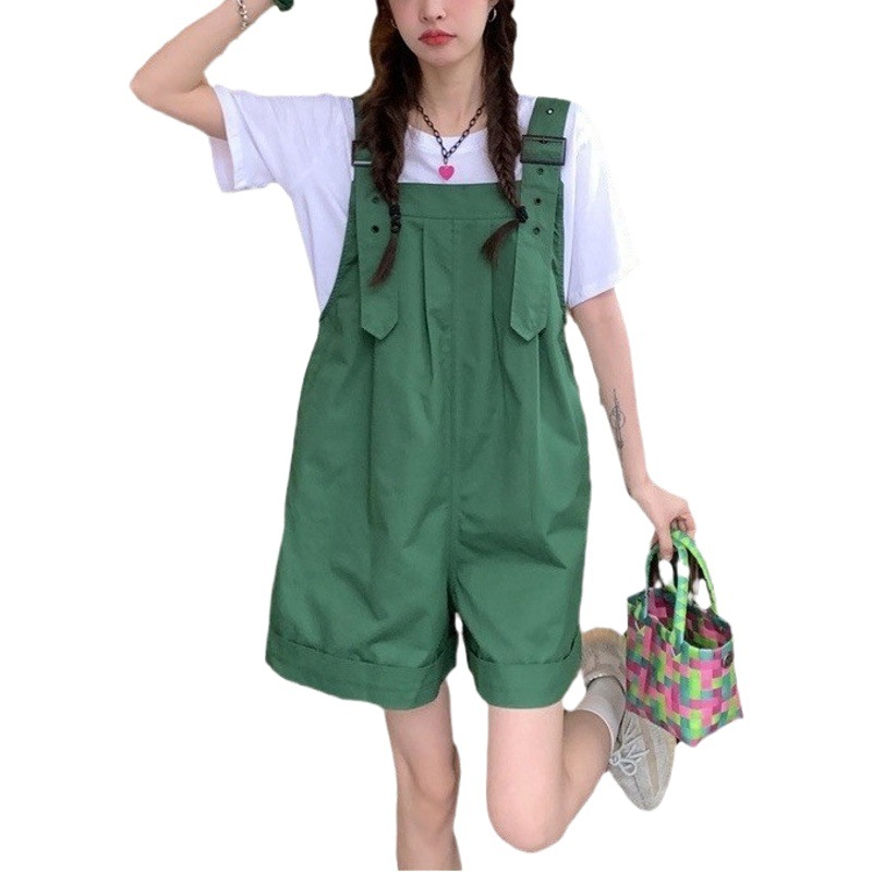 Cotton Overalls Women's 2025 New Style Summer Thin Loose Sling Retro Casual Wide Leg Short Pants