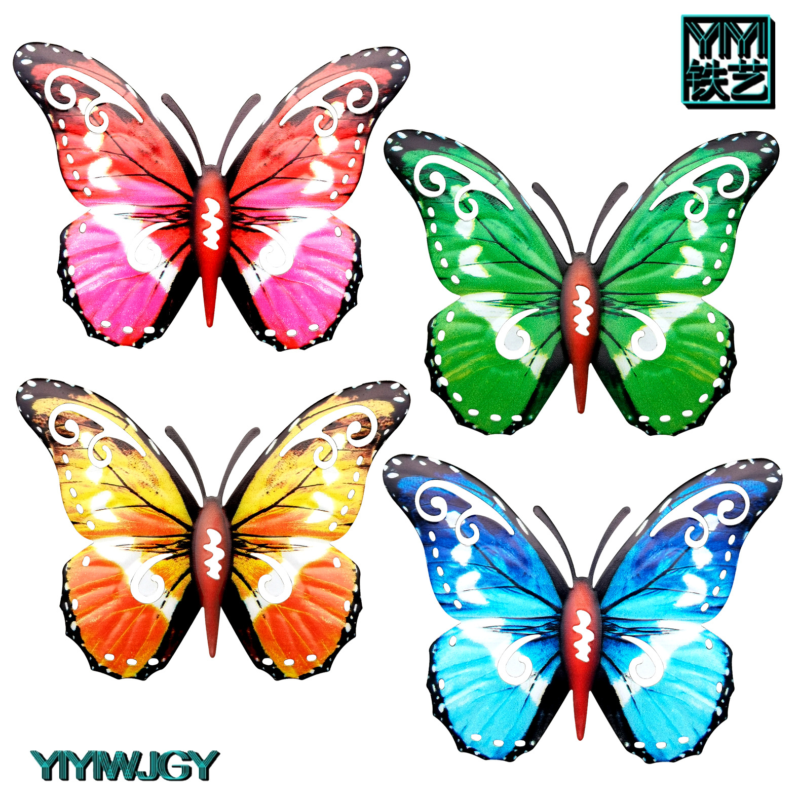 New cross-border supply Amazon wrought iron butterfly home wall hanging hardware crafts pendant decorations metal