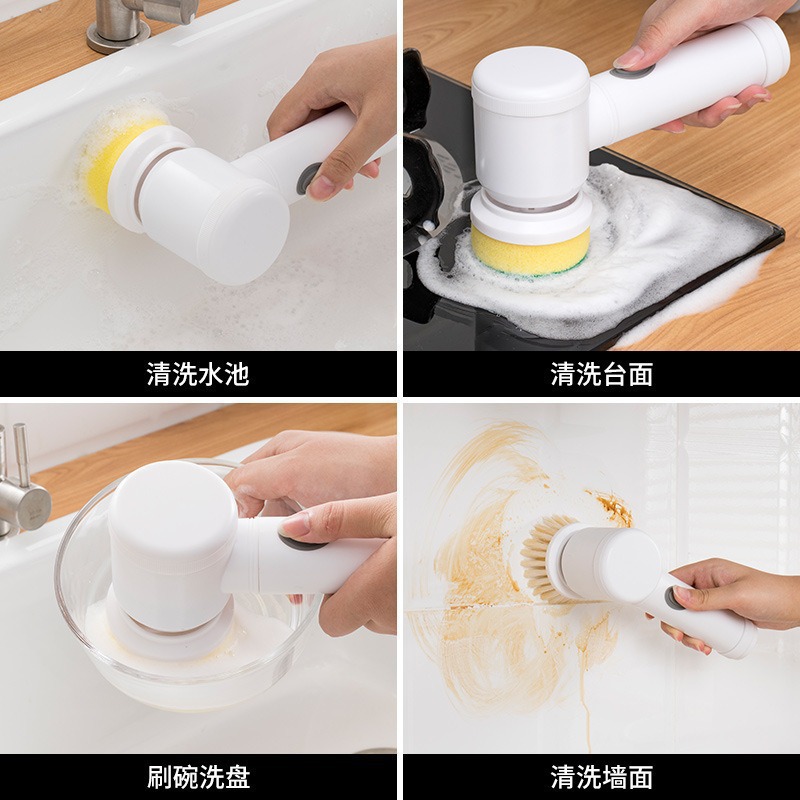 Picture of Multifunctional Handheld Radio Electric Cleaning Brush Kitchen Dishwashing Brush Bathroom Sink Tile Electric Cleaning Artifact