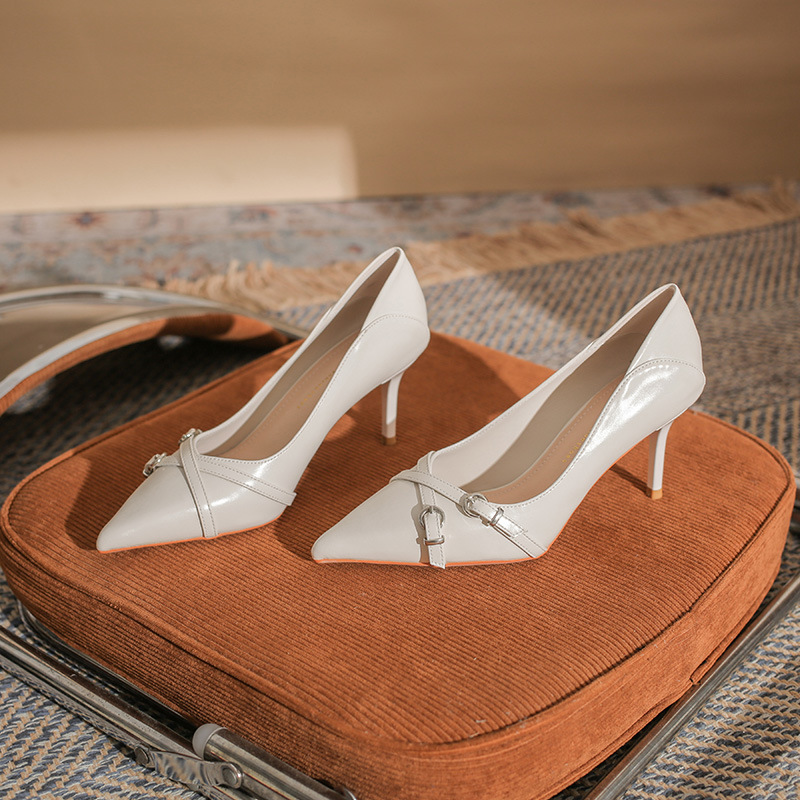 736 [in stock] French heel shallow pointed temperament women's high heels simple high-end sexy women's shoes