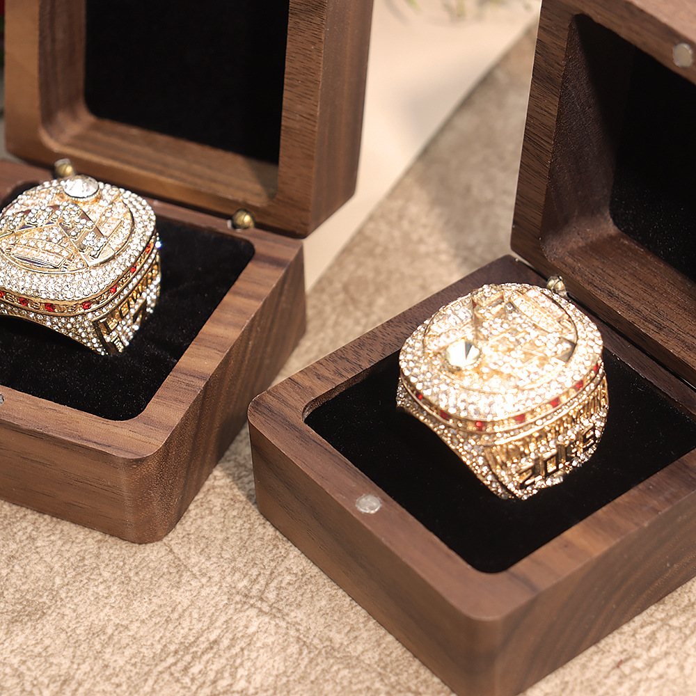 Picture of Widened and Headed Ring Jewelry Storage Box Black Walnut Toggles Jade Ring Box Necklace Gift Packaging Box
