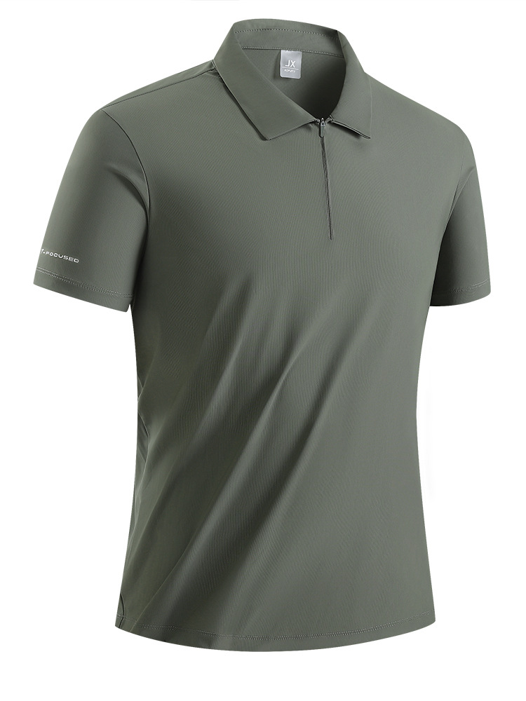 25 Summer Short-Sleeved Polo Shirt for Men, Ice Silk Elastic Quick-Drying Clothing for Women, Half-Open Chest Outdoor Sports T-Shirt, Trendy Custom Logo