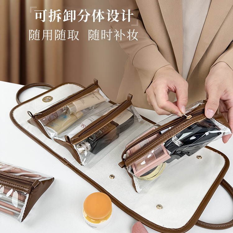 Picture of Folding Cosmetic Bag Women's Portable 2025 New Classy Large Capacity Accessible Luxury Classy Travel Cosmetics Storage Bag